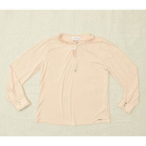 Calvin Klein Women's Ruffled Tie-Neck Blouse Top Regular Size L Long Sleeve